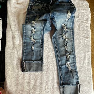 Stretchy jean capris